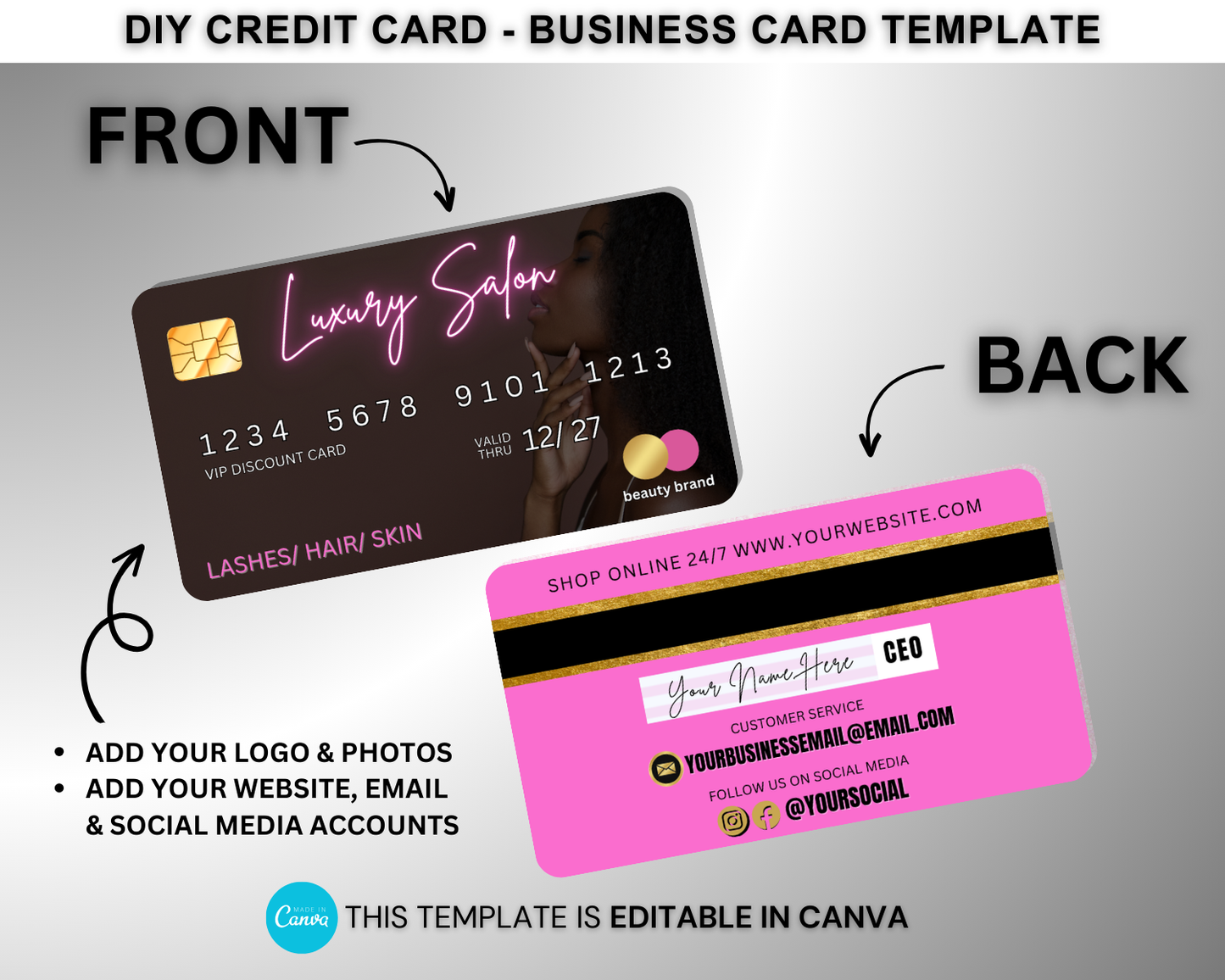 Credit Card Business Card Template | PVC Card | Edit in Canva