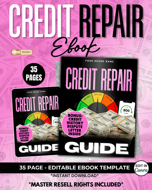 Credit Repair Ebook and Checklist | PLR Credit Repair Checklist - Master Resell Rights | Edit in Canva
