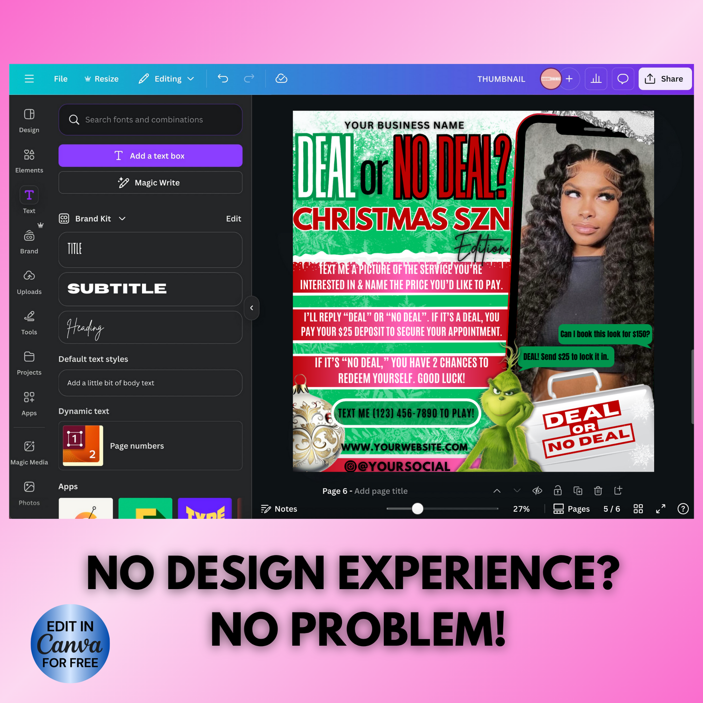 Christmas Deal or No Deal | December Booking Flyer | Canva Template