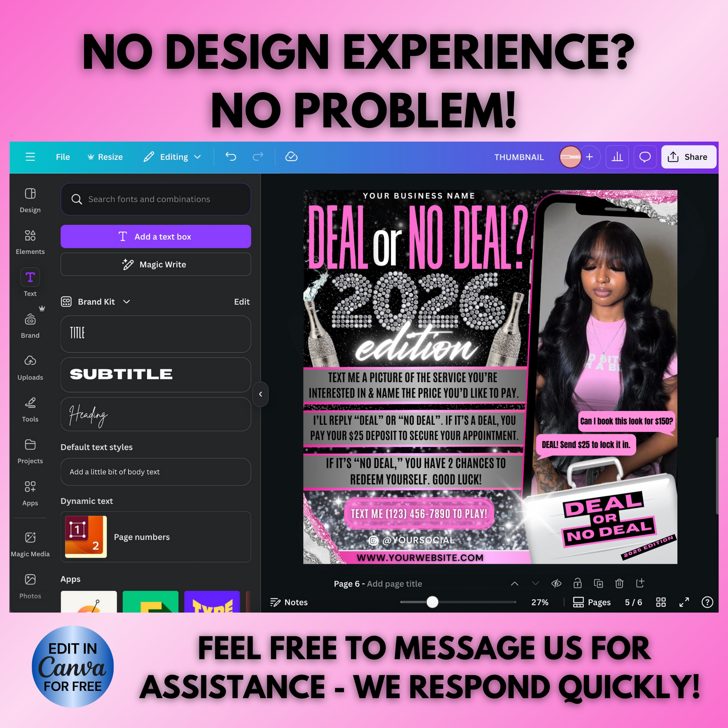 New Year Deal or No Deal Flyer | January Booking Flyer | Canva Template