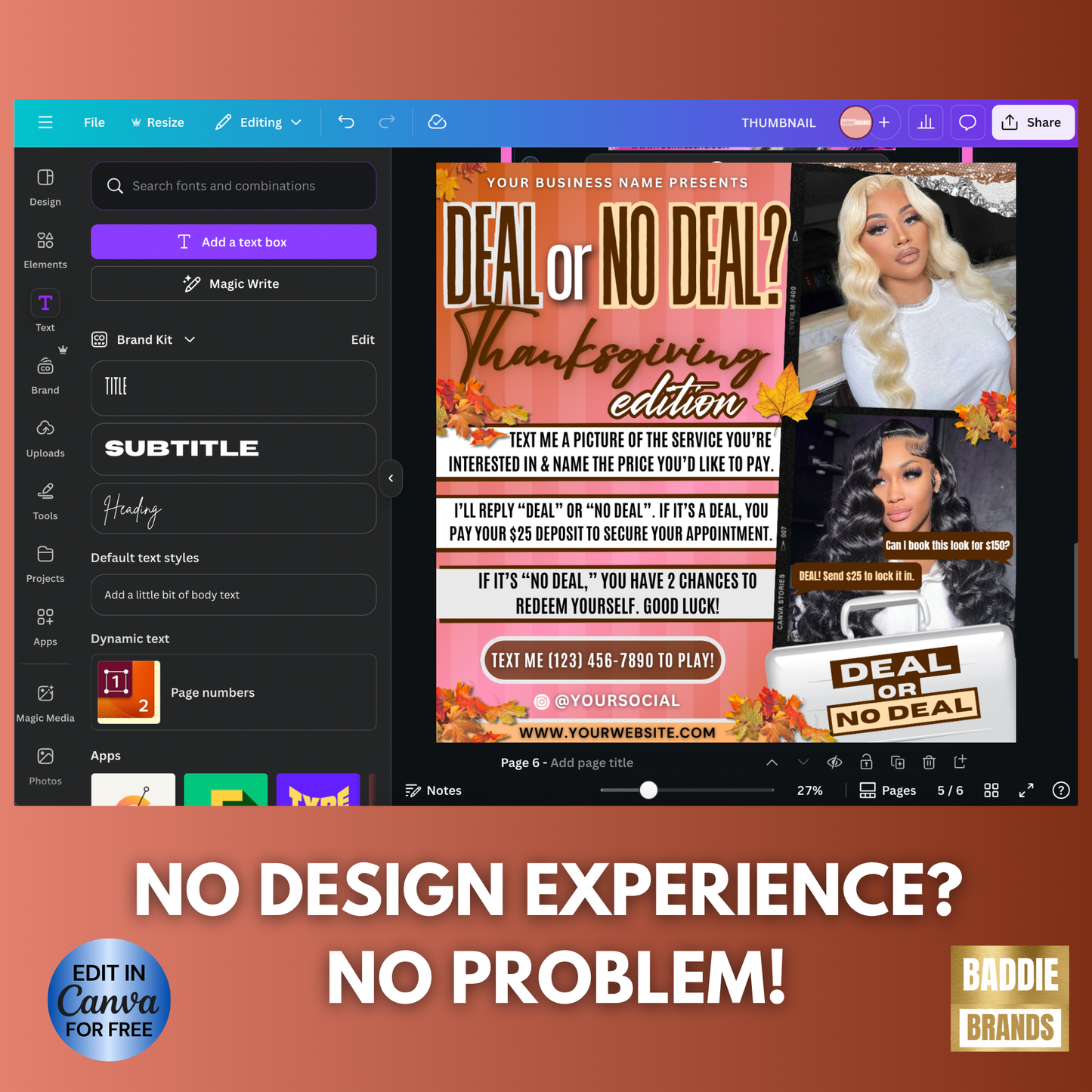 November Deal or no Deal Flyer | Booking Flyer | Thanksgiving Deal or No Deal Flyer