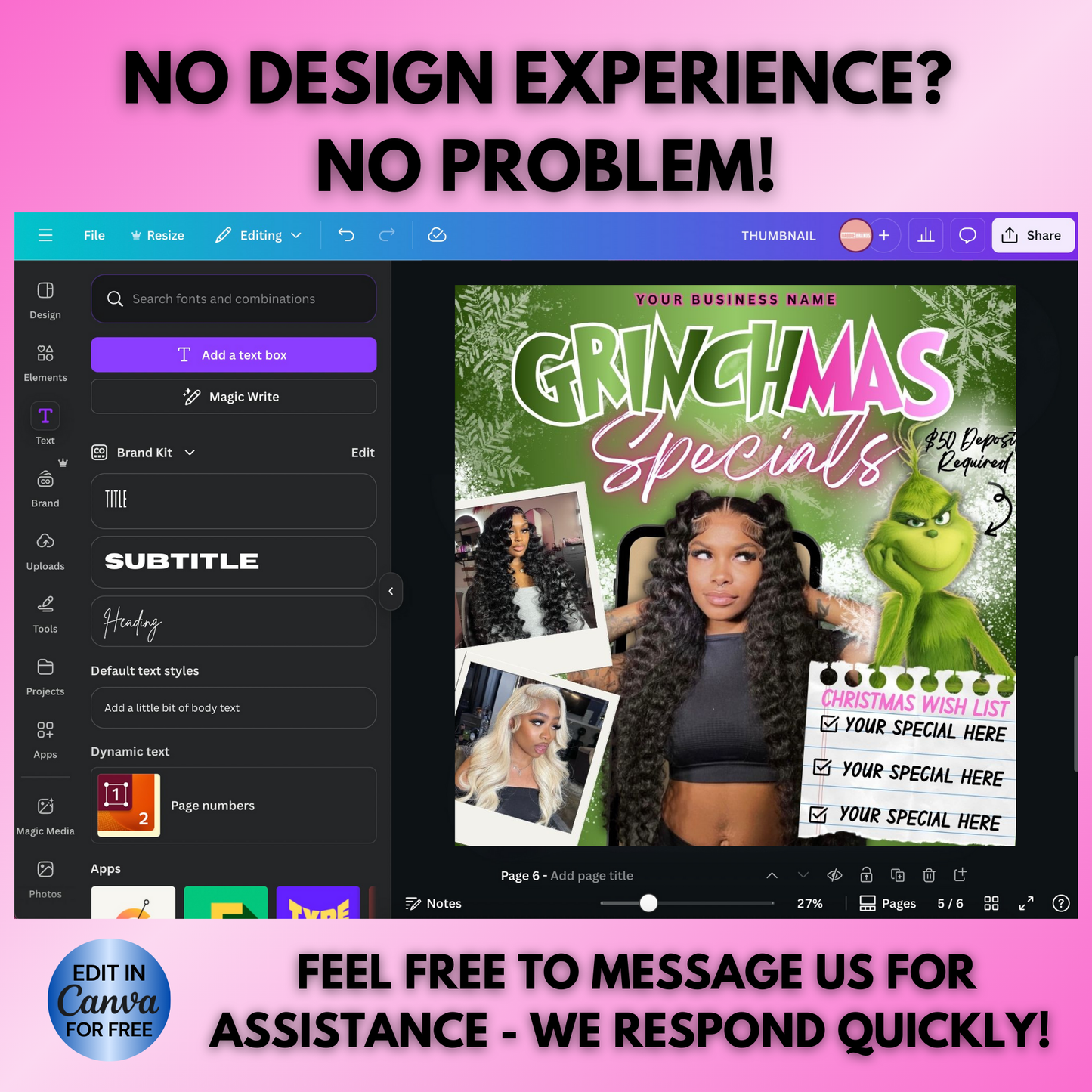 Christmas Booking Flyer for Hairstylists, Lash Techs, Nail Tech | December Booking Flyer | Canva Template