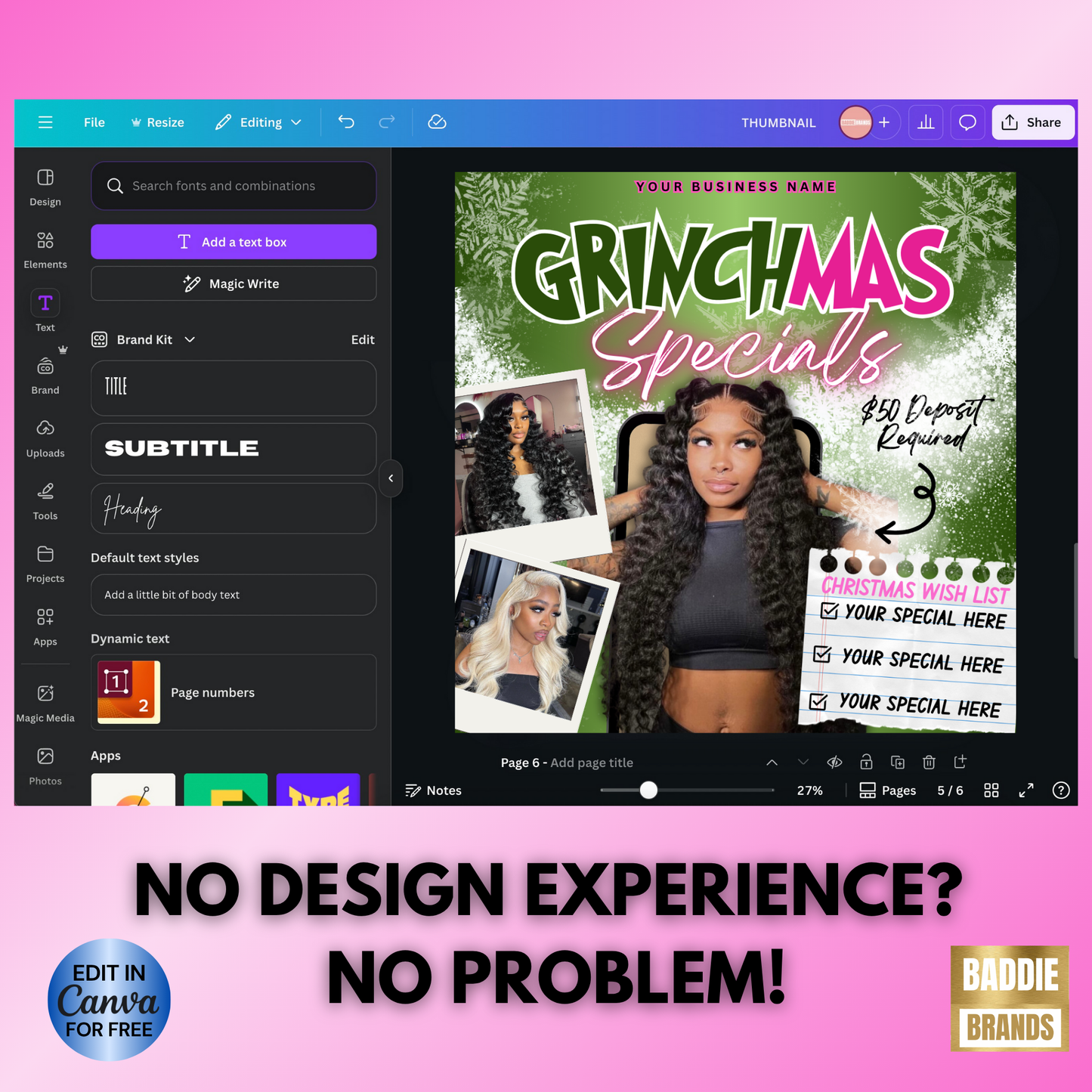 Christmas Booking Flyer for Hairstylists, Lash Techs, Nail Tech | December Booking Flyer | Canva Template