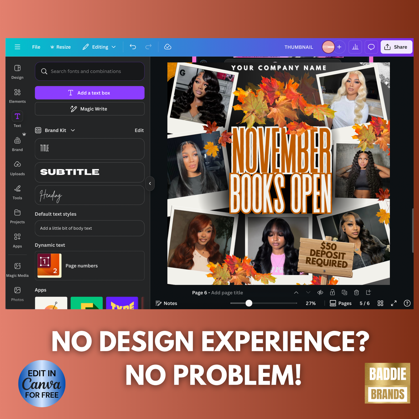 November Booking Flyer for Hairstylists, Lash Techs, Nail Techs + More | Canva Template