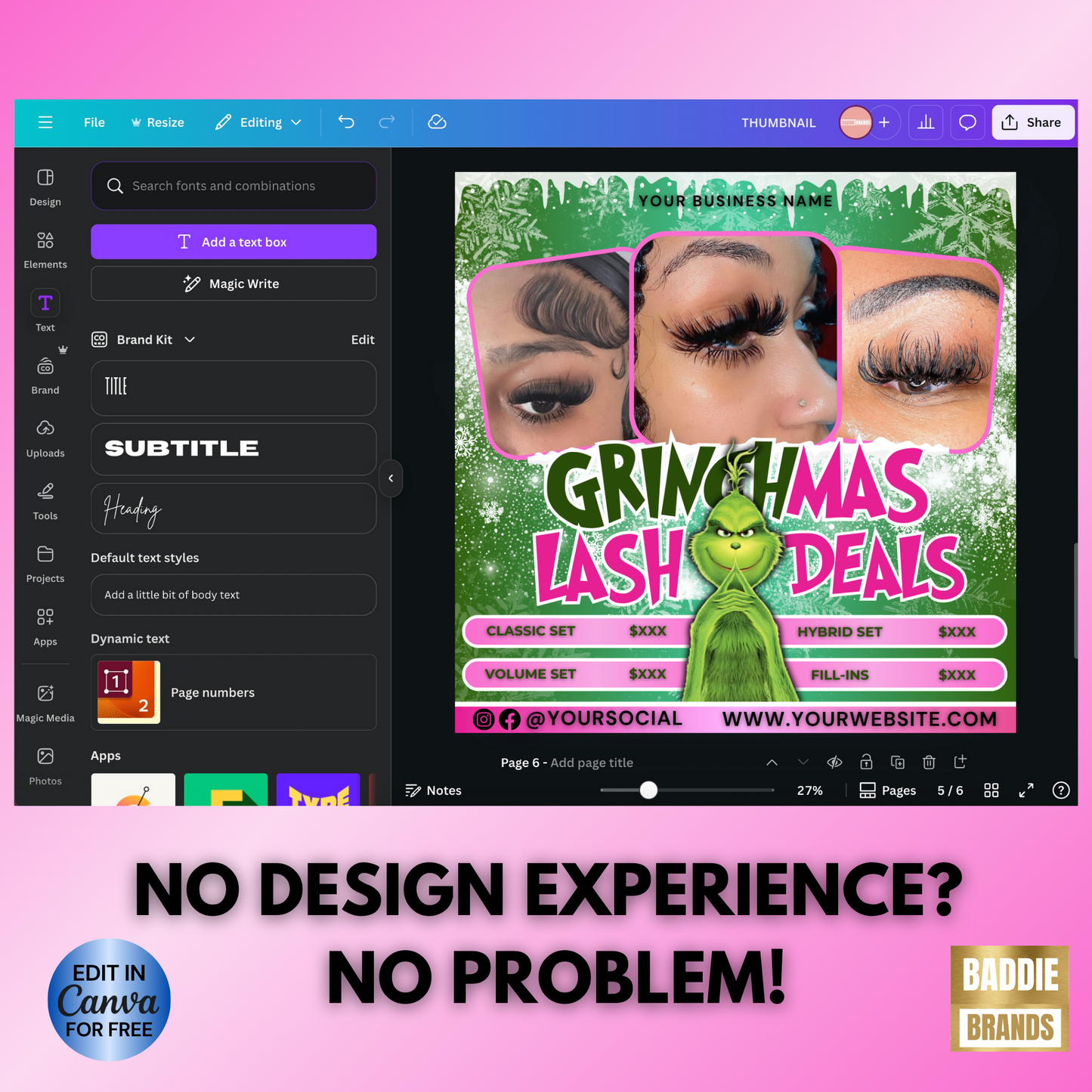 Christmas Lash Flyer, December Booking Flyer, Editable Template | Edit in Canva