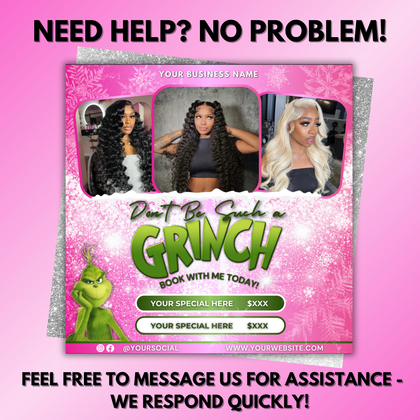 Christmas Booking Flyer for Hairstylists, Lash Techs, Nail Techs | December Booking Flyer | Canva Template