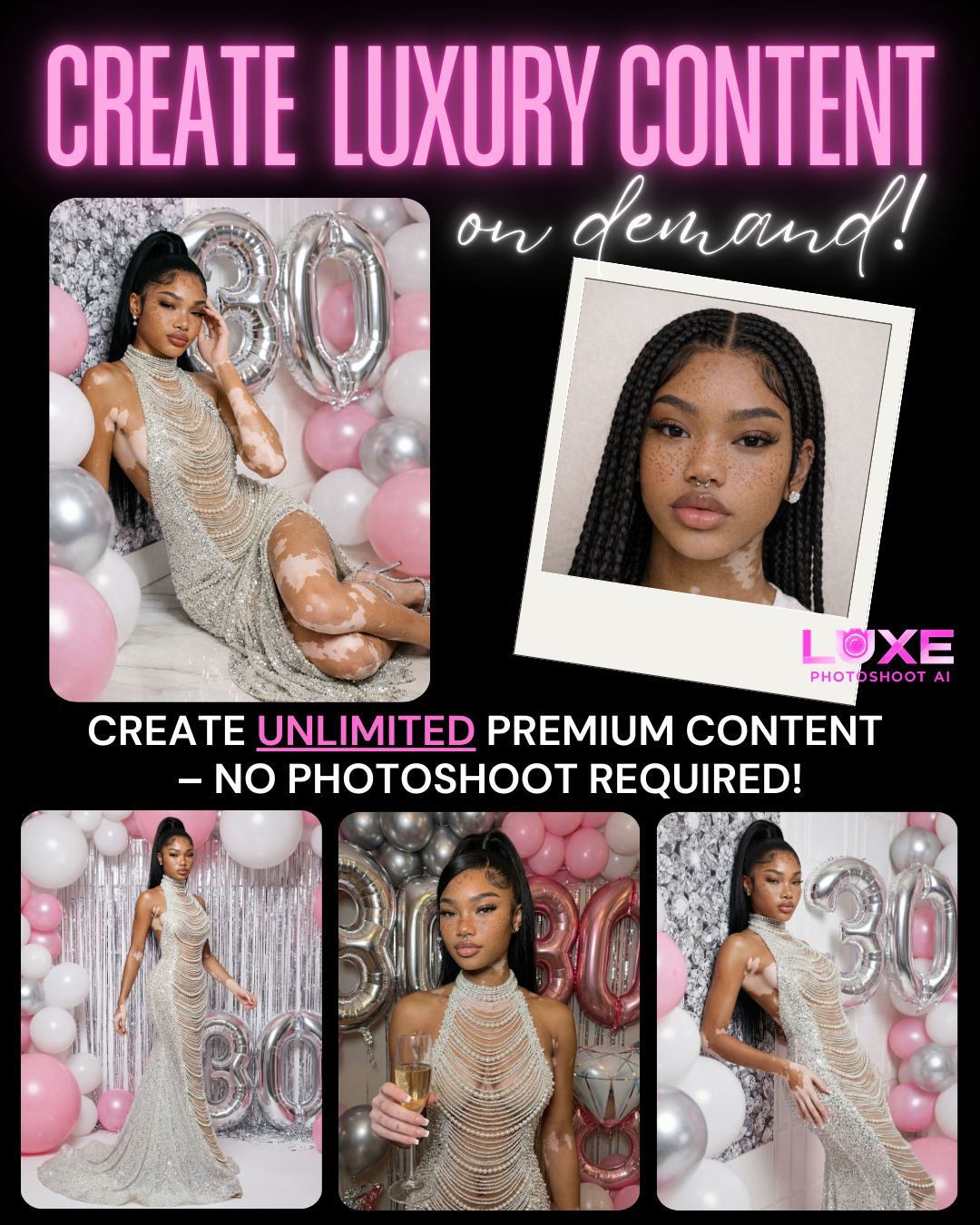 Luxe Photoshoot AI Shots – Lifetime Access Unlimited Pro AI Photoshoot Studio for Luxury Content Creators