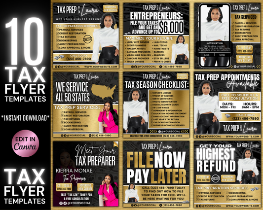 Tax Prep Flyer Bundle Templates | Edit in Canva