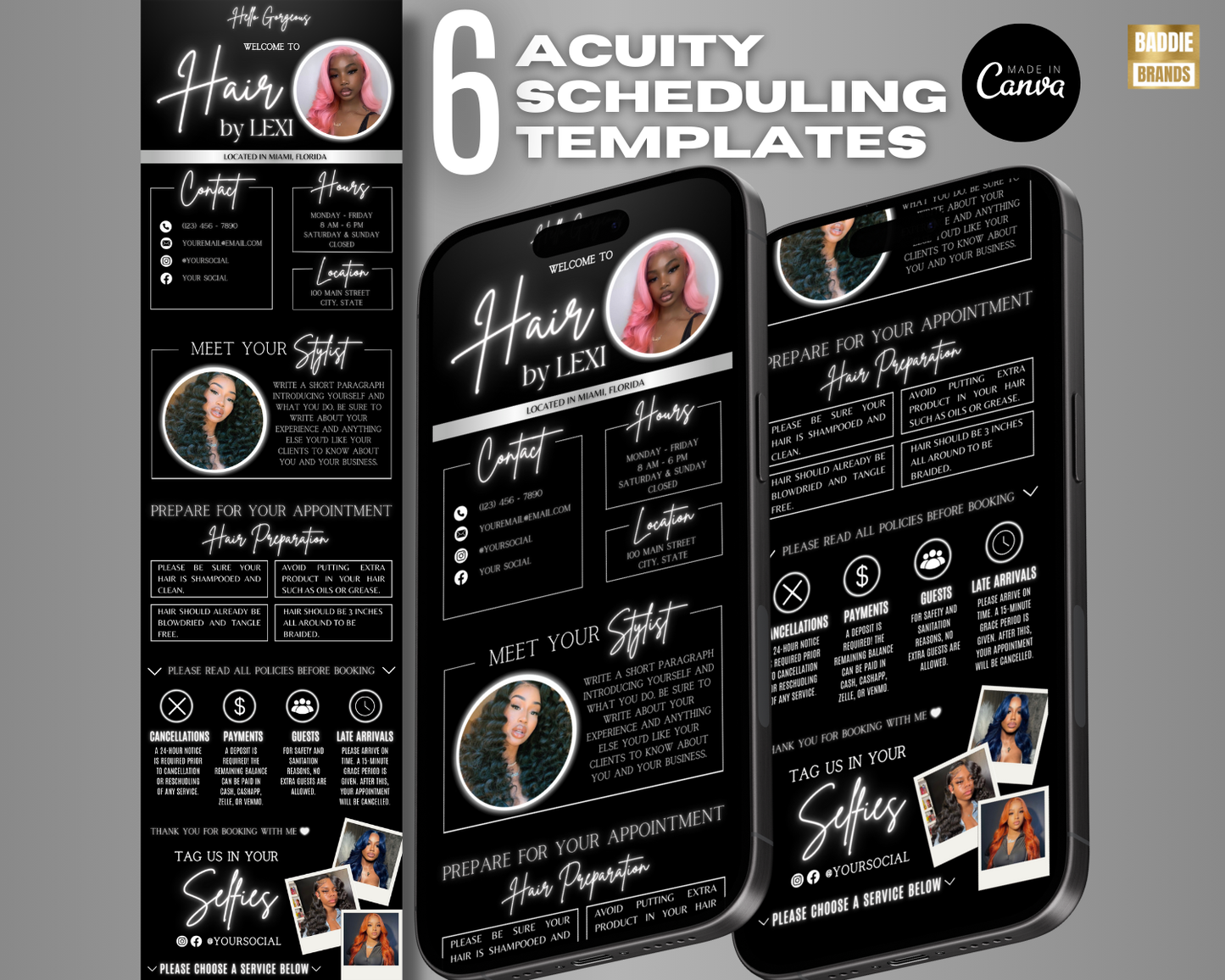 Acuity Scheduling Template | Hair Booking site | Lash, Nail, Braid