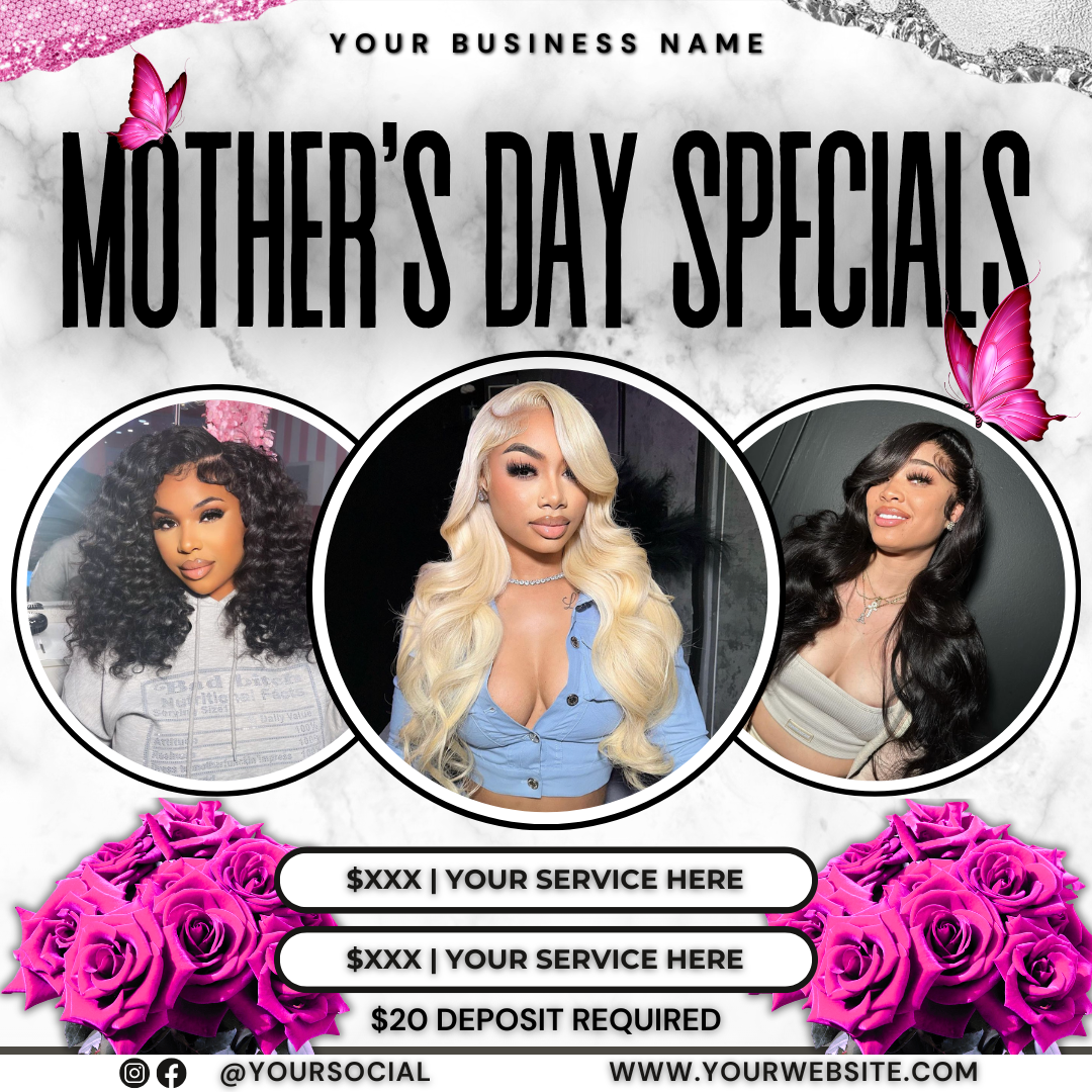 May Booking Flyer | Mother's Day Specials Flyer | Edit in Canva