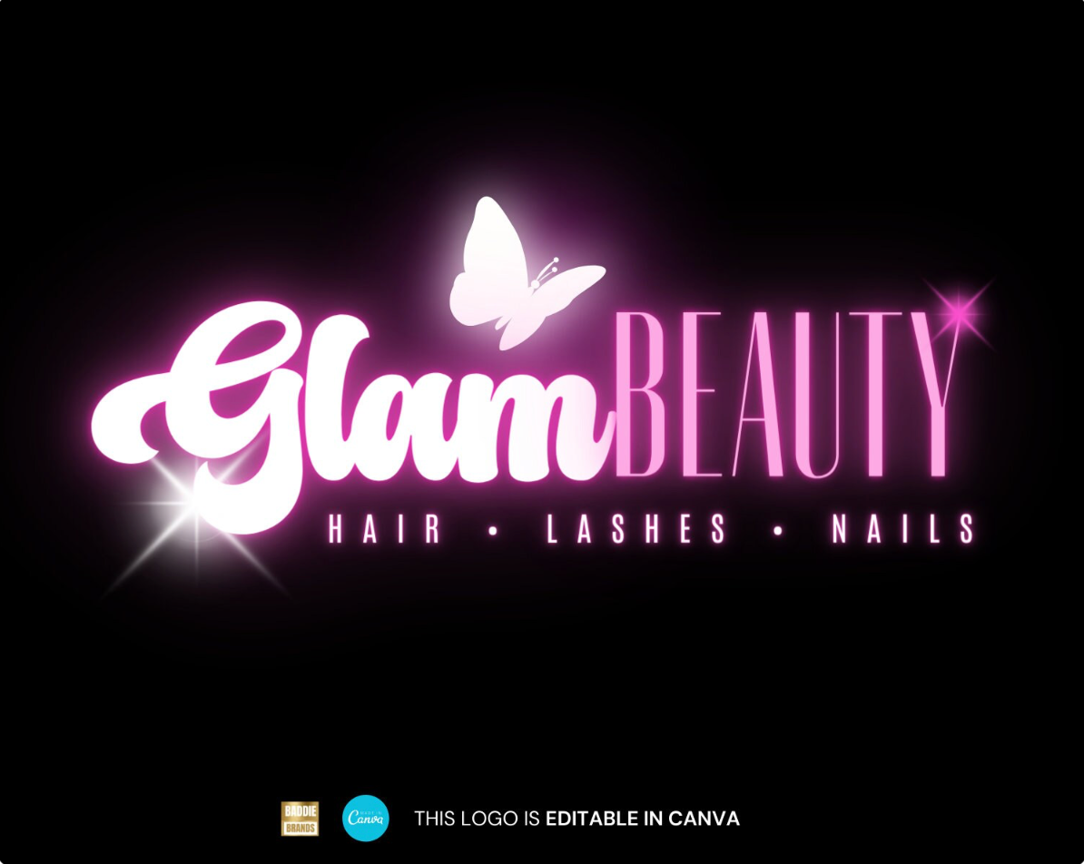 Beauty Logo Template | Modern Neon Logo | Edit in Canva