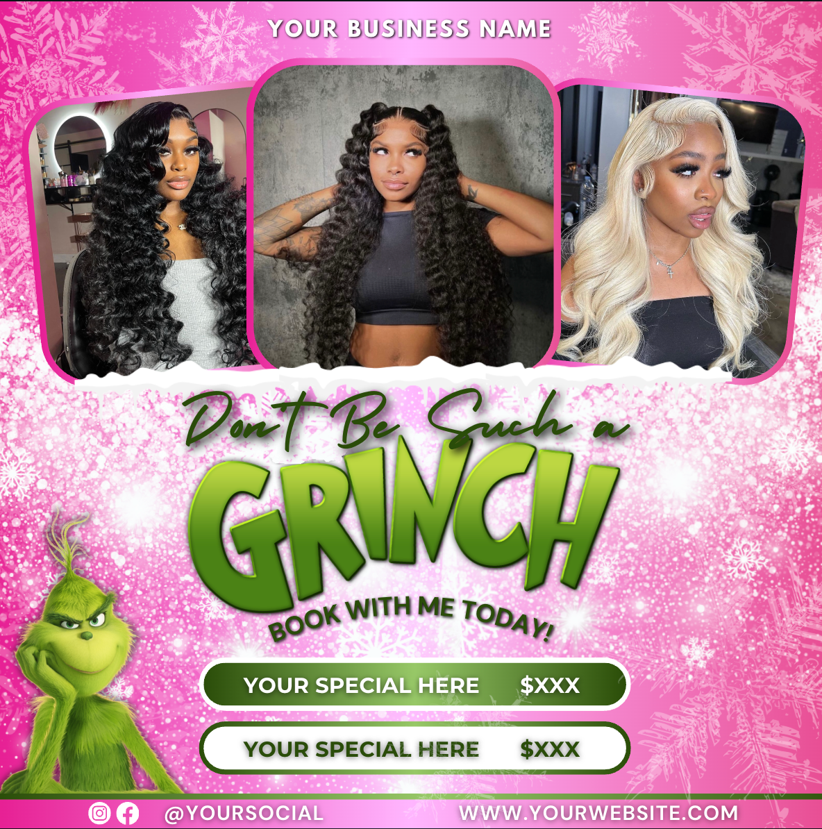 Christmas Booking Flyer for Hairstylists, Lash Techs, Nail Techs | December Booking Flyer | Canva Template