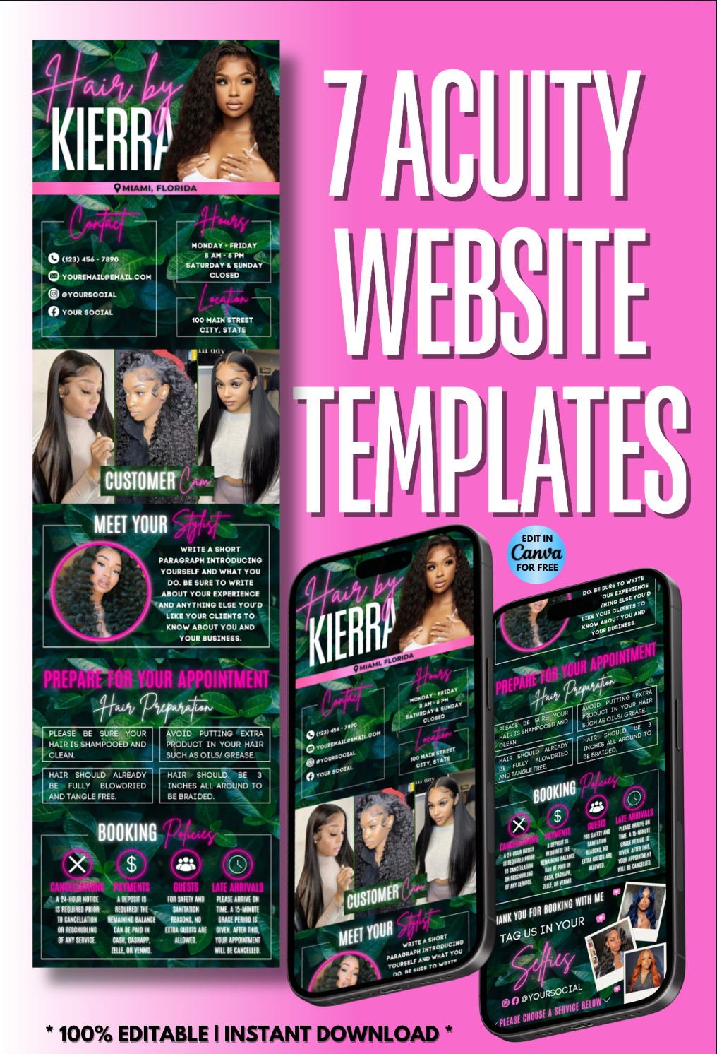 Acuity Scheduling Website Template | Hair Booking Website | Hair, Lash, Nail