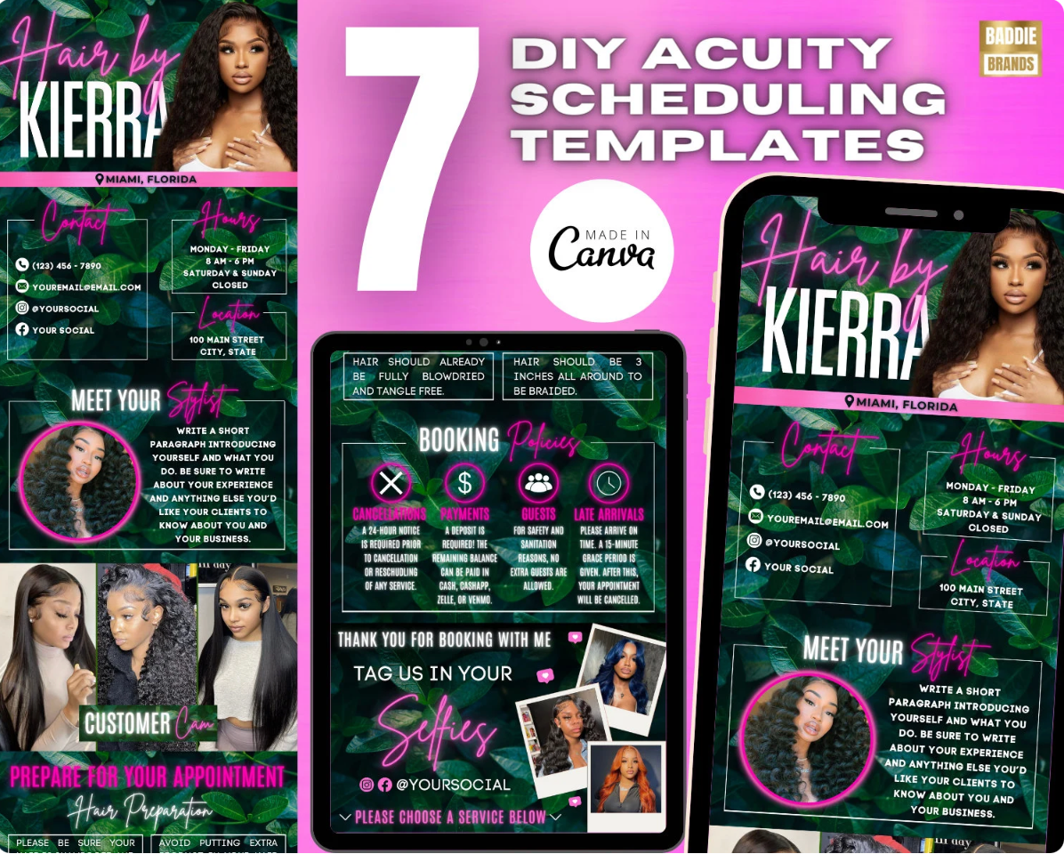 Acuity Scheduling Website Template | Hair Booking Website | Hair, Lash, Nail