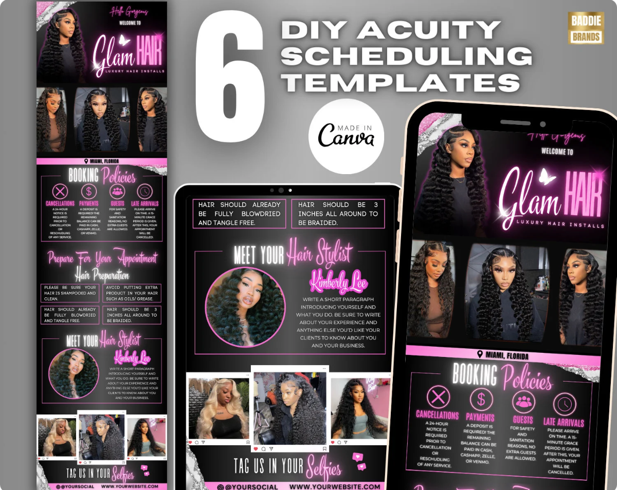 Acuity Scheduling Website Template | Hair Booking Website | Lash, Nail, MUA