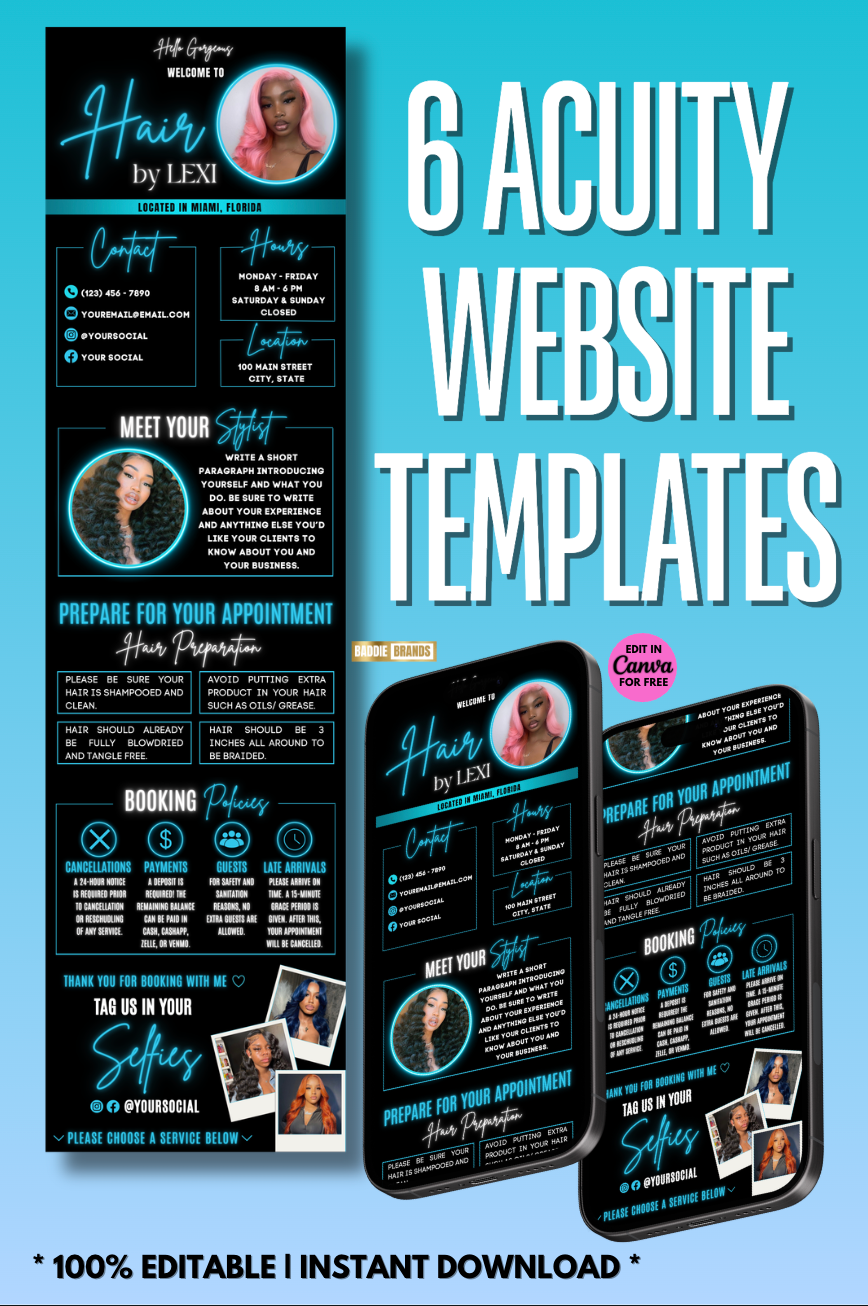 Acuity Scheduling Website Template | Booking Website for Hair, Lash, Nail, and Beauty