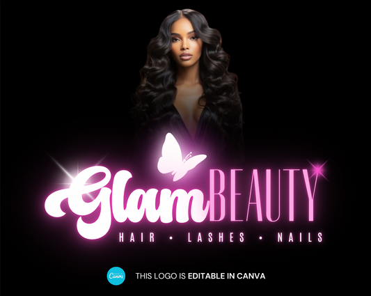 Beauty Logo Template | Modern Neon Logo | Edit in Canva