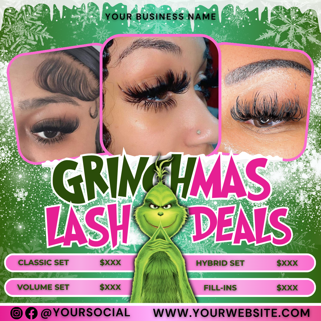 Christmas Lash Flyer, December Booking Flyer, Editable Template | Edit in Canva