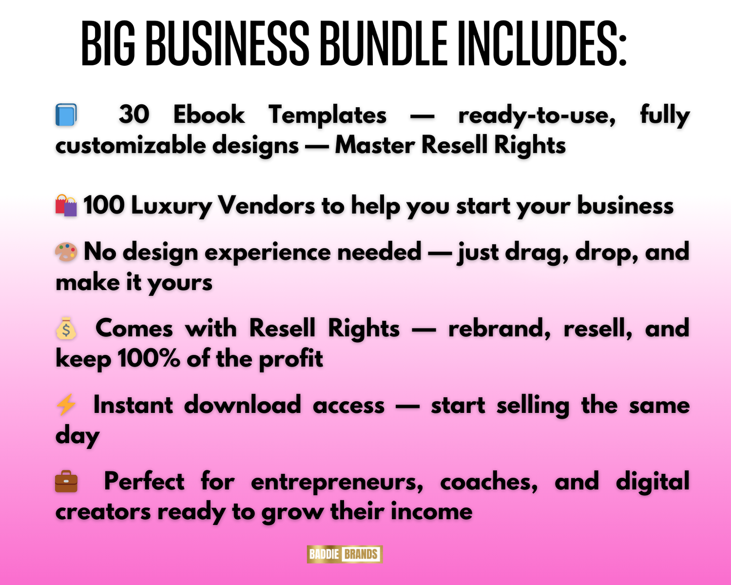 Big Business Ebook Bundle with Master Resell Rights | 30 Ebooks + 100 Luxury Vendors