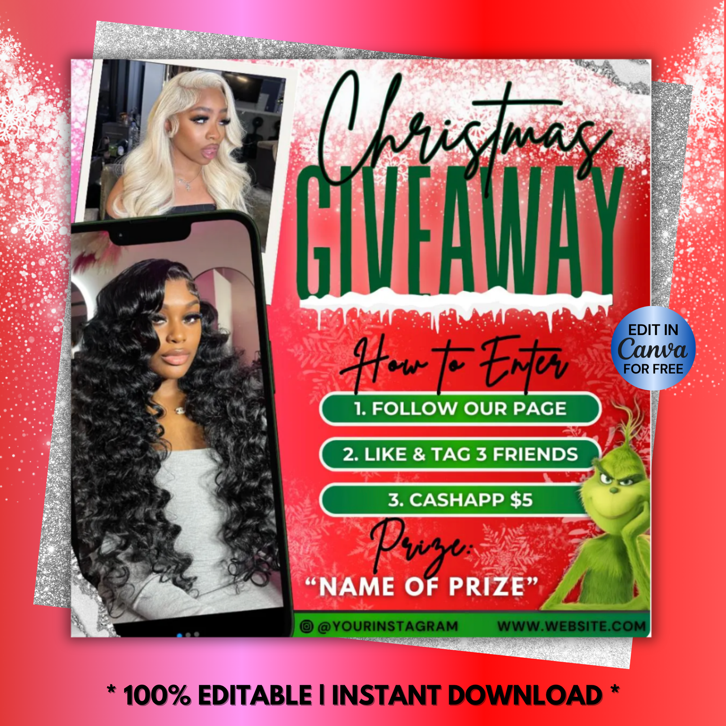 Christmas Raffle Flyer, Giveaway Flyer Template | Edit in Canva