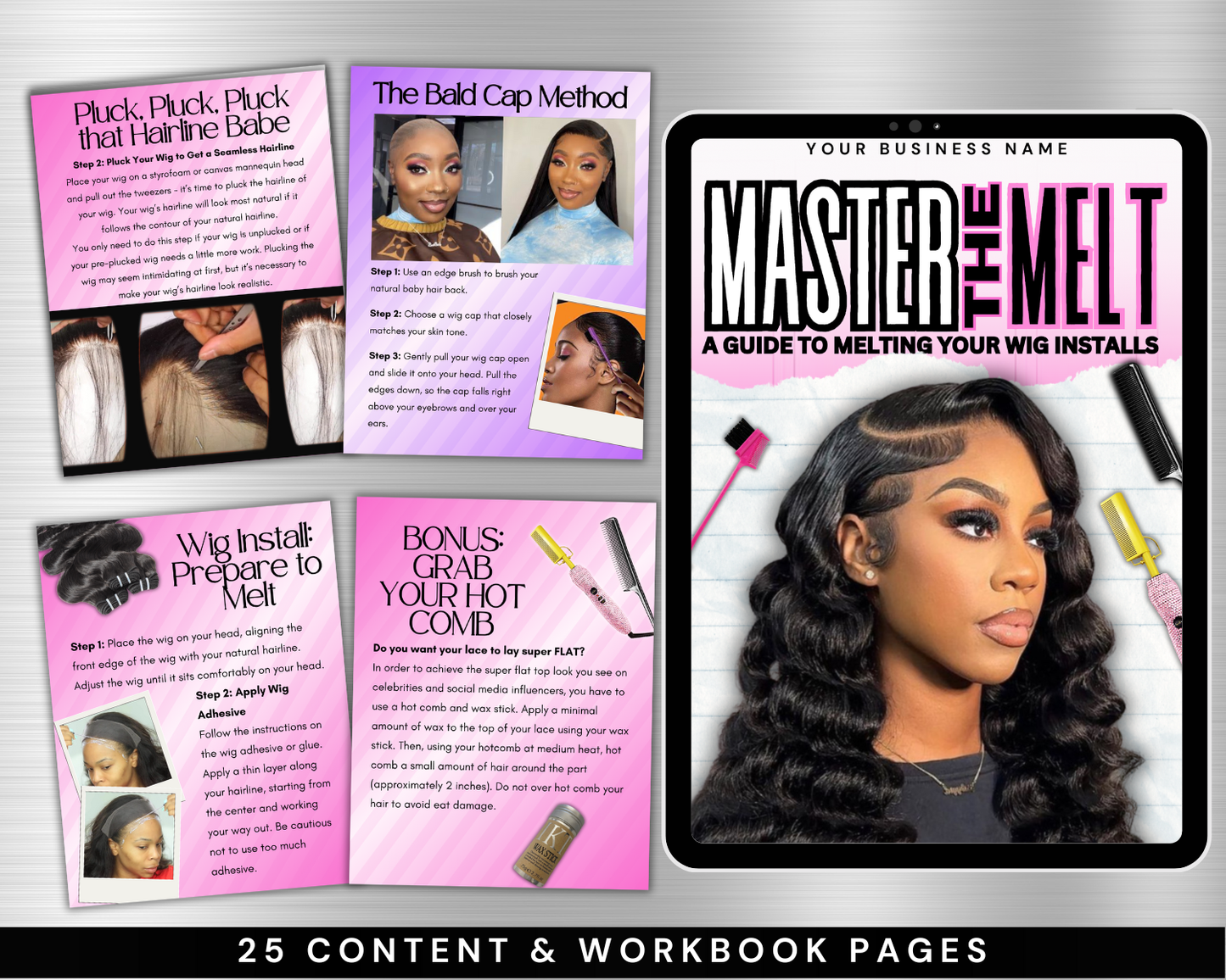 PLR Hair Ebook Template - 25 Pages Wig Ebook | Hair Stylist Ebook, Lace Wig Class Manual | Done For You Ebook | Rebrand and Resell